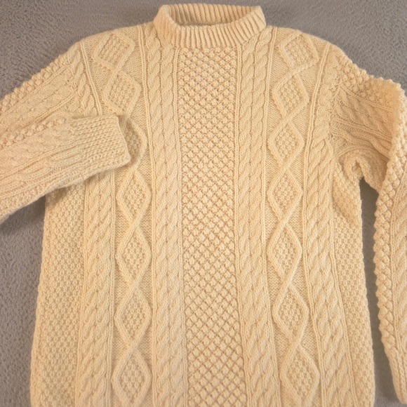 John Molloy Other - VINTAGE John Molloy Sweater Mens L Cream Aran Handknit Virgin Wool Irish 80s 90s